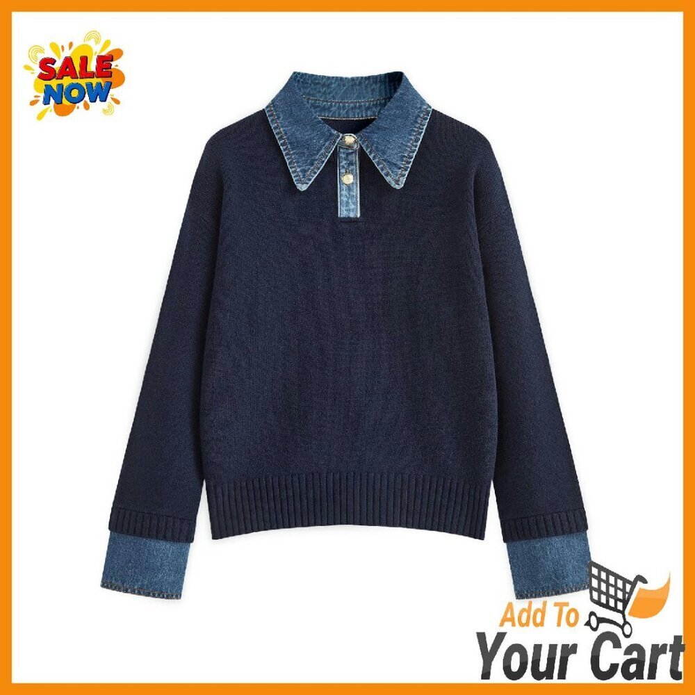 Oversized Chunky Sweater Mock Turtleneck V-Neck Button Pullover